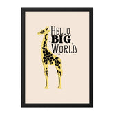 Giraffe Framed Wall Art, Nursery Decor, Kids Room Art, Hello Big World Print, Animal Art, Safari Theme, Modern Art, Gift Idea - Tawshia